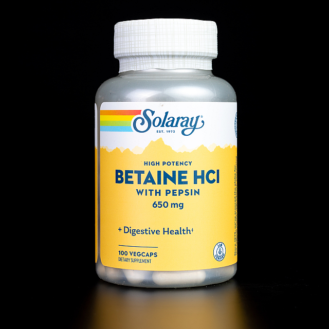 Betaine HCl with Pepsin 650 mg High Potency (100 veg caps)   