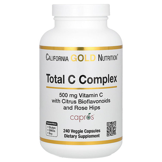 Total C Complex 500 mg with Citrus Bioflavonoids and rose hips (240 veg caps)  
