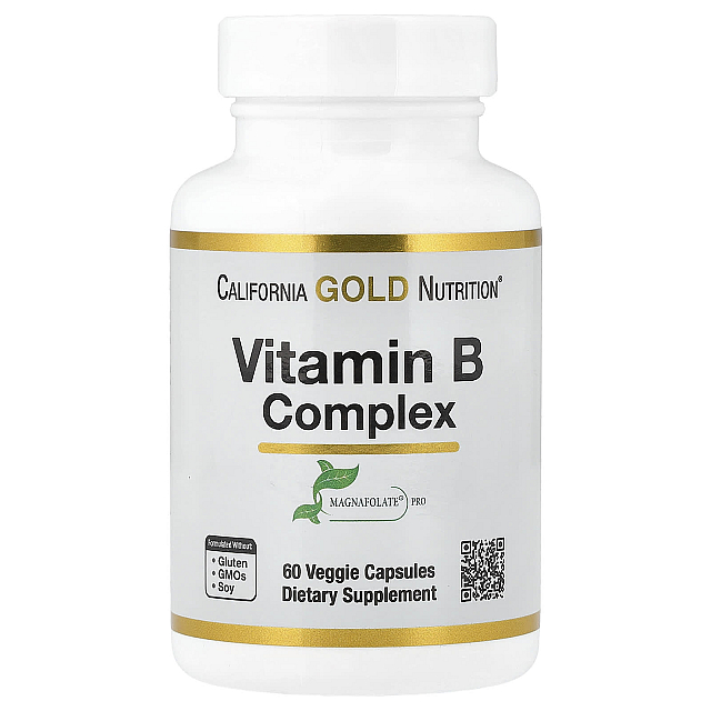 Vitamin B Complex with Folate, Biotin, Pantothenic Acid, and Vitamin B6 (60 Veg Caps)