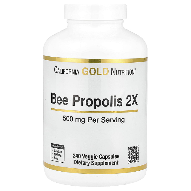 Bee Propolis 2X Concentrated Extract 500 mg (240 Veggie Capsules)
