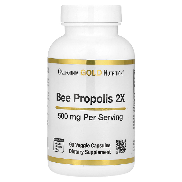 Bee Propolis 2X Concentrated Extract 500 mg (90 Veggie Capsules)