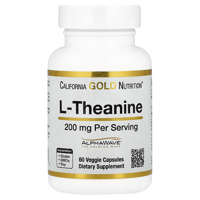 L-Theanine Featuring AlphaWave 200 mg (60 Veggie Capsules)