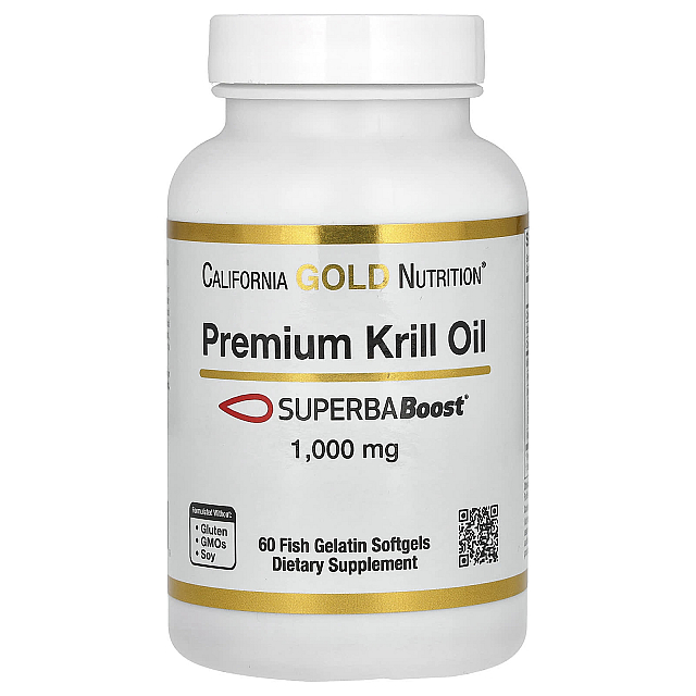 Premium Krill Oil with SUPERBABoost 1000 mg (60 Fish Gelatin Softgels)