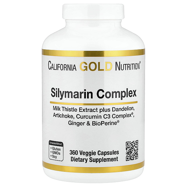 Silymarin Complex with Milk Thistle Extract Plus Dandelion, Artichoke, Ginger, and BioPerine (360 Veggie Capsules)