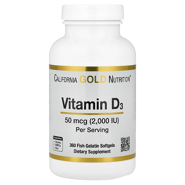 Vitamin D3 50 mcg (2,000 IU) (360 fish gelatin softgels)  