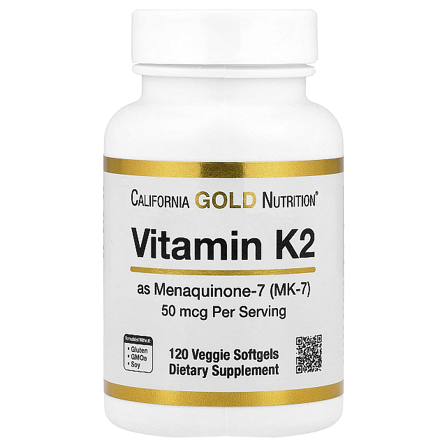 Vitamin K2 (as Menaquinone-7) 50 mcg 	(120 Veggie Softgels)