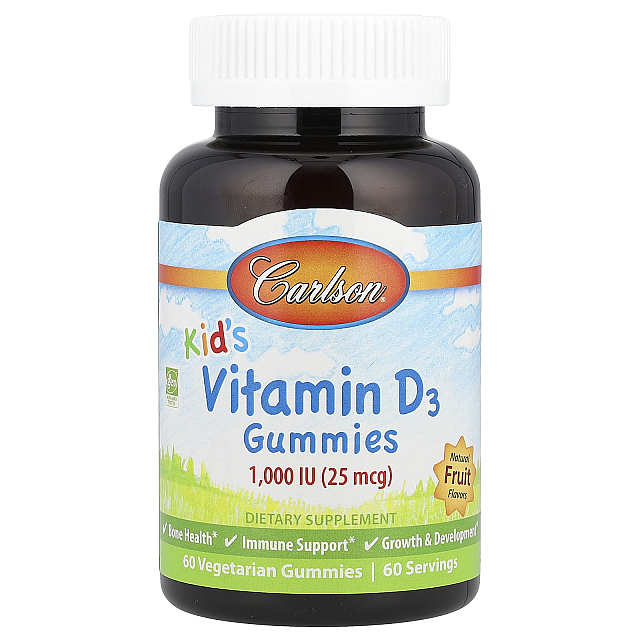 Kid's Vitamin D3 Gummies 25 mcg (1,000 IU) (60 Vegetarian Gummies) Natural Fruit
