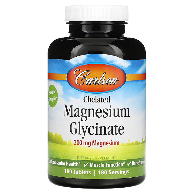 Chelated Magnesium Glycinate 200 mg	(180 tabs)