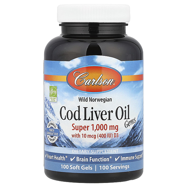 Cod Liver Oil Gems 1,000 mg Wild Norwegian (100 soft gels)