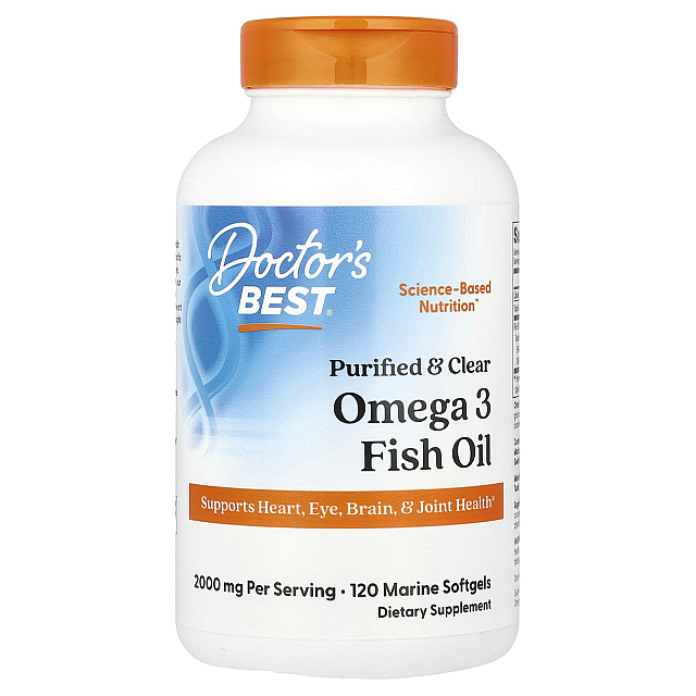 Purified and Clear Omega 3 Fish Oil, 2,000 mg (1,000 mg per Softgel) (120 Marine Softgels)