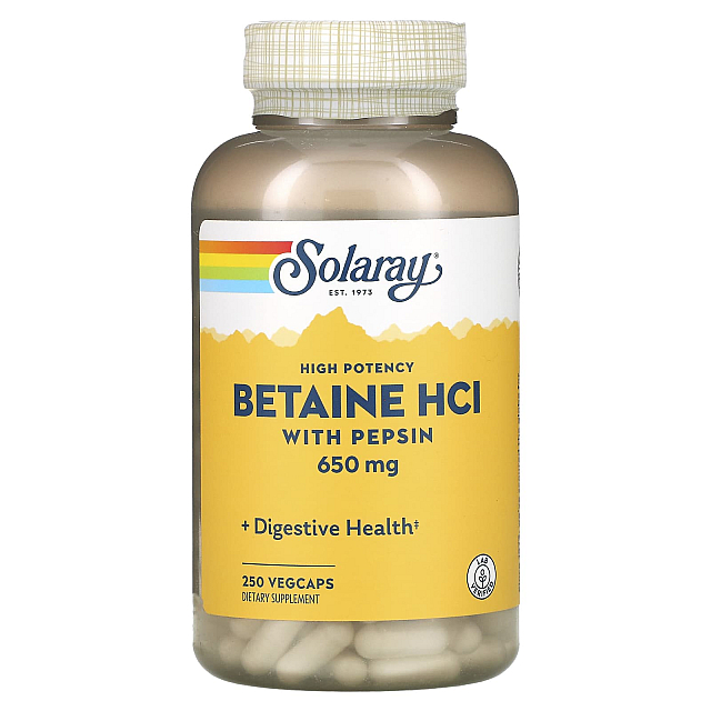 Betaine HCl with Pepsin 650 mg High Potency (250 veg caps)  