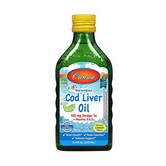 Kid's Cod Liver Oil Liquid 550 mg wild Norwegian (250 ml) Natural lemon 