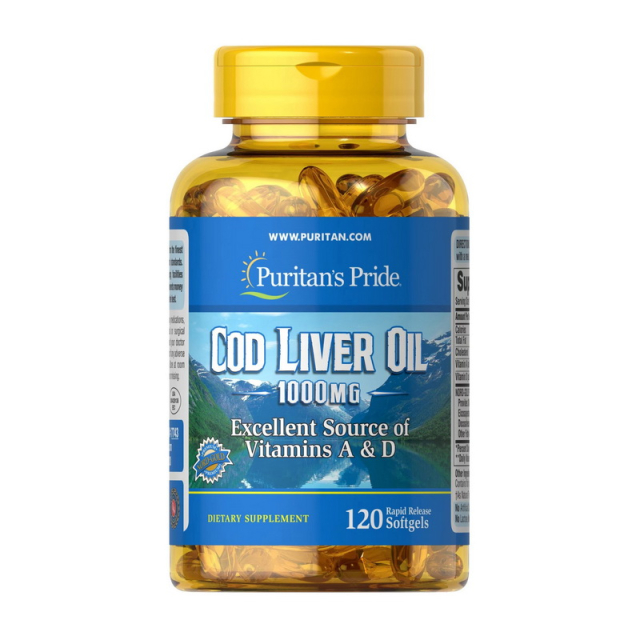 Cod Liver Oil 1000 mg Vitamins A&D (120 softgels)  