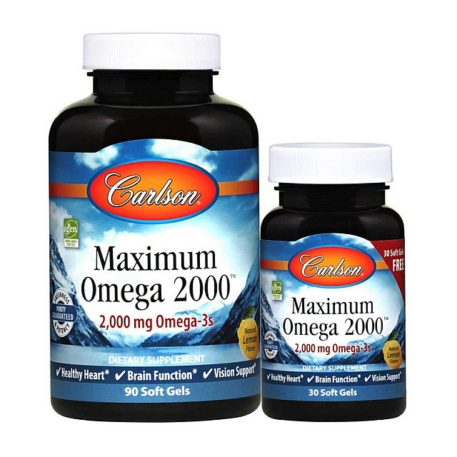 Maximum Omega 2000 mg (90+30 soft gels) Natural lemon 