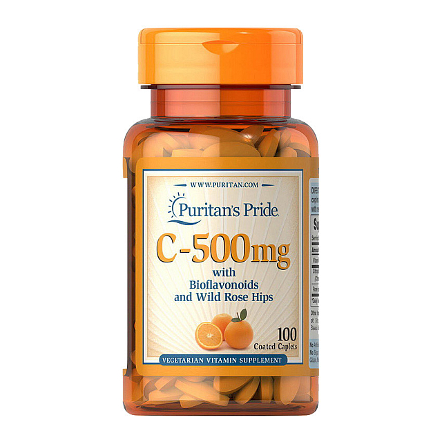 Vitamin C-500 mg with Bioflavonoids and Rose Hips (100 caplets)  