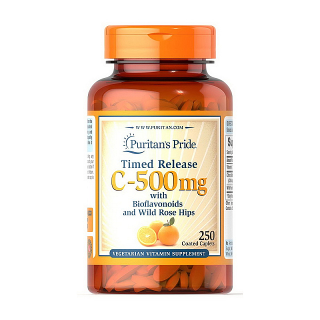 Vitamin C-500 mg with Bioflavonoids and Wild Rose Hips Timed Release (250 caplets)  