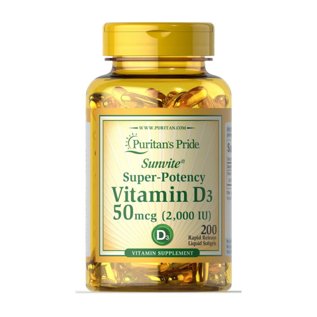 Vitamin D3 50 mcg (2,000 IU) (200 softgels)  