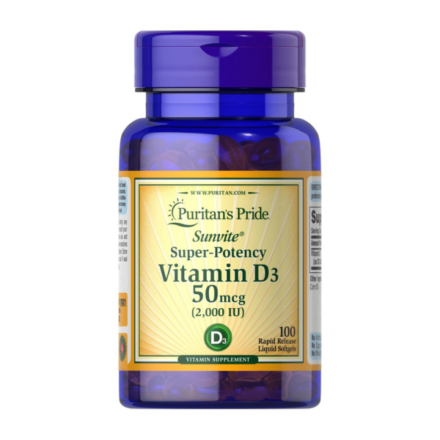 Vitamin D3 50 mcg (2000 IU) (100 softgels)  