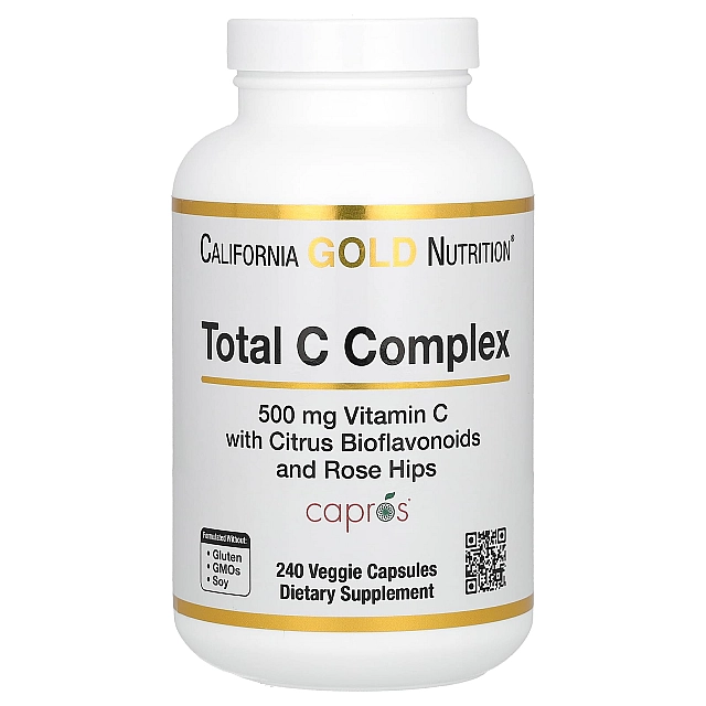 Total C Complex 500 mg with Citrus Bioflavonoids and rose hips (240 veg caps)  