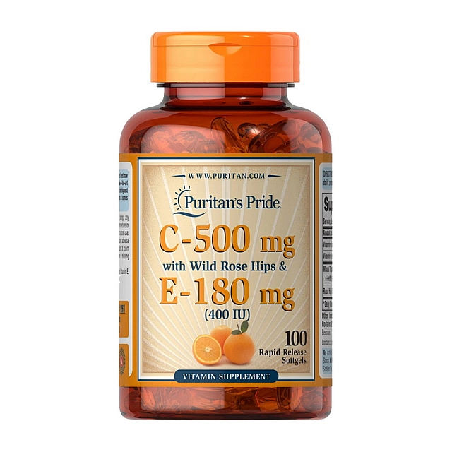 Vitamin C-500 mg with Rose Hips & E-180 mg (100 softgels)  