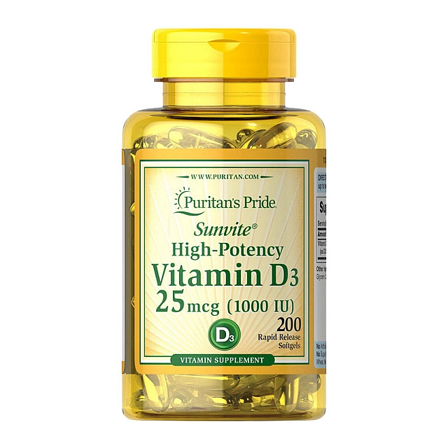 Vitamin D3 25 mcg (1000 IU) (200 softgels)  